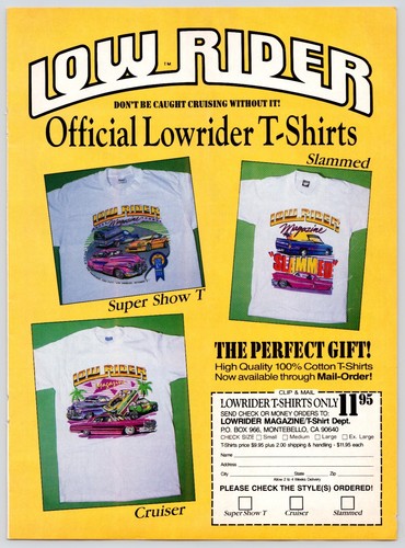 1990 Official Lowrider T-Shirt Order Form This a Full Page 8x11 Color Print Ad - Picture 5 of 5