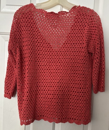 Vintage Norm Thompson Womens Open Knit Cardigan Sweater Size Small Cottagecore - Picture 5 of 6