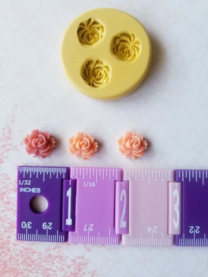 Rosa Silicona Molde Fondant Flor Polímero Arcilla Molde Pastel Decoración Resina Dije Foto 2 de 4