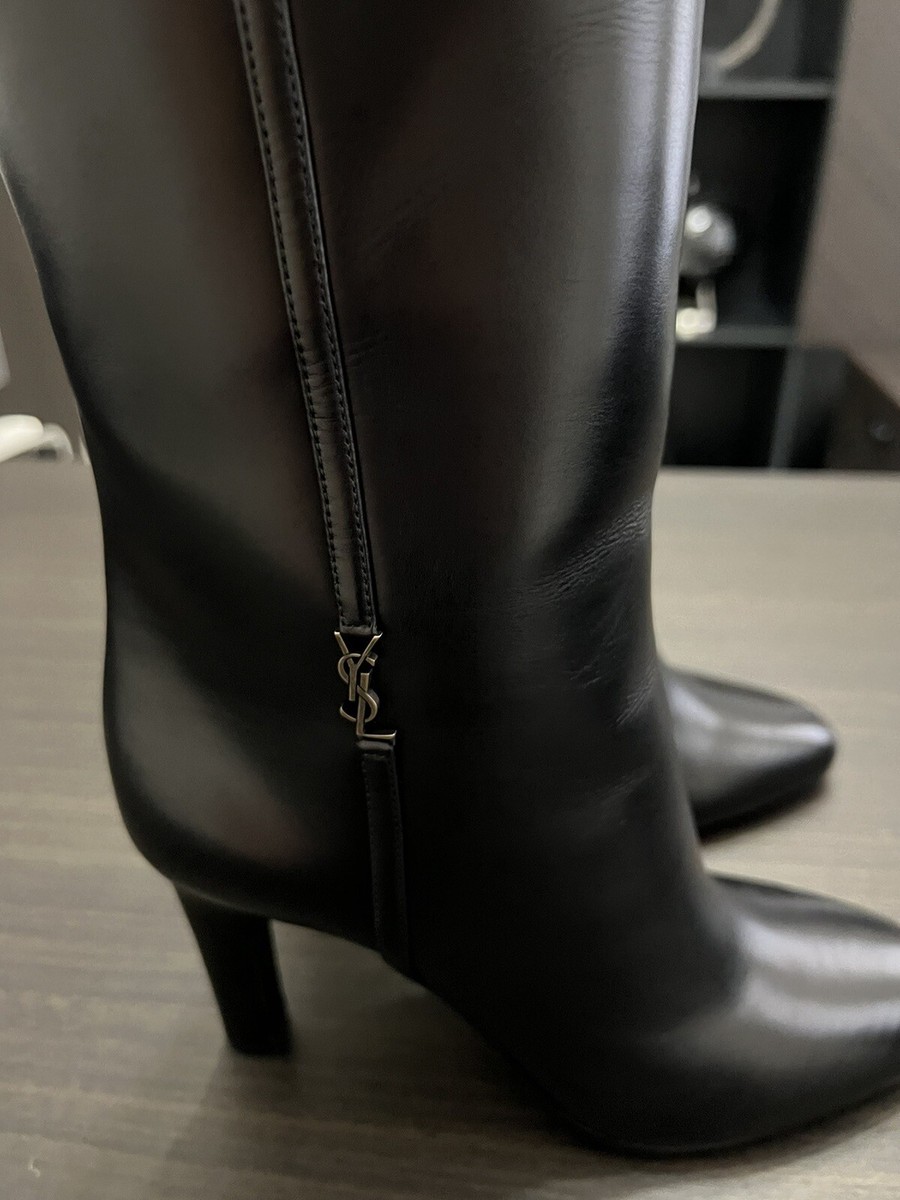 SAINT LAURENT LEATHER HEEL BOOTS エディ期 Saint Laurent Jill Calfskin Knee Boots | Neiman Marcus