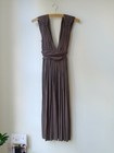 Rare SOPHIA KOKOSALAKI for TOPSHOP Grecian Brown Pleated Long Dress 8 36 NEW
