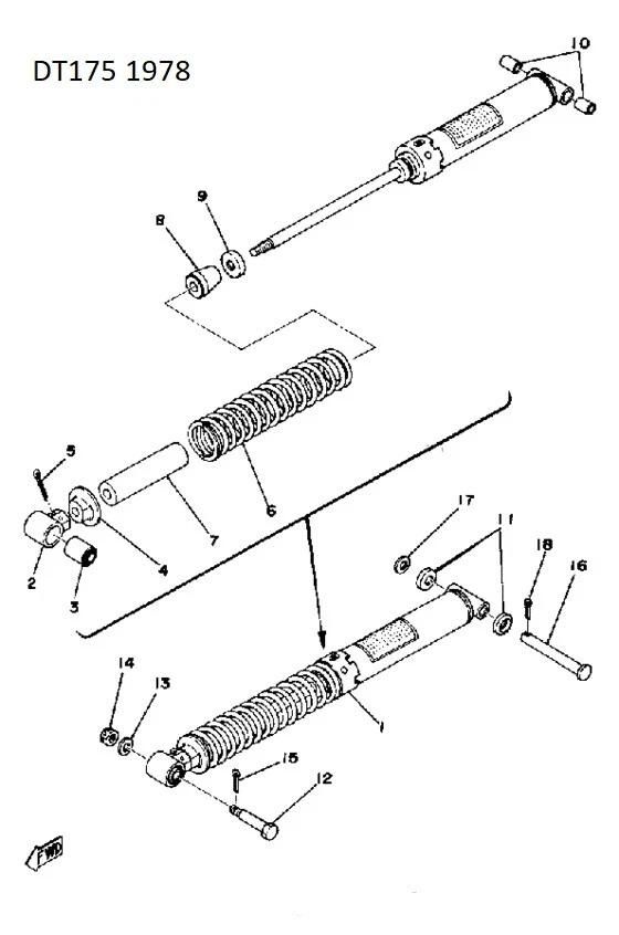 Yamaha DT125 DT175 DT250 DT400 IT125 YZ100 Rear Shock Spring Seat NOS 1M1-22213 - Image 3 of 3