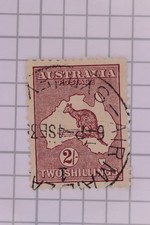 Australia Scott sc 125 Used 2 Shillings Red Brown Kangaroo on Map Stamp Cancel