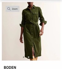 Biden Green Eloise Cord Midi Shirt Dress - UK 12 Shirt Dress