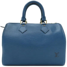 LOUIS VUITTON Handbag 25 Leather Blue Boston Bag M43015 2