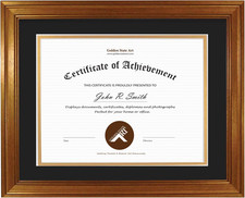, 11X14 Dark Gold Document Frame for 8.5X11 Diploma/Certificate