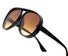 Men Women Sunglasses Round One Designer Flat Top Celebrity Fashion Thick Frame
