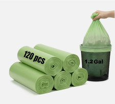 New Compostable Small Trash Bags 1.2 Gallon 120 Count Green Biodegradable