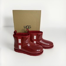 NEW UGG Classic Clear Mini II Waterproof Ankle Boots Red Kids Size 5
