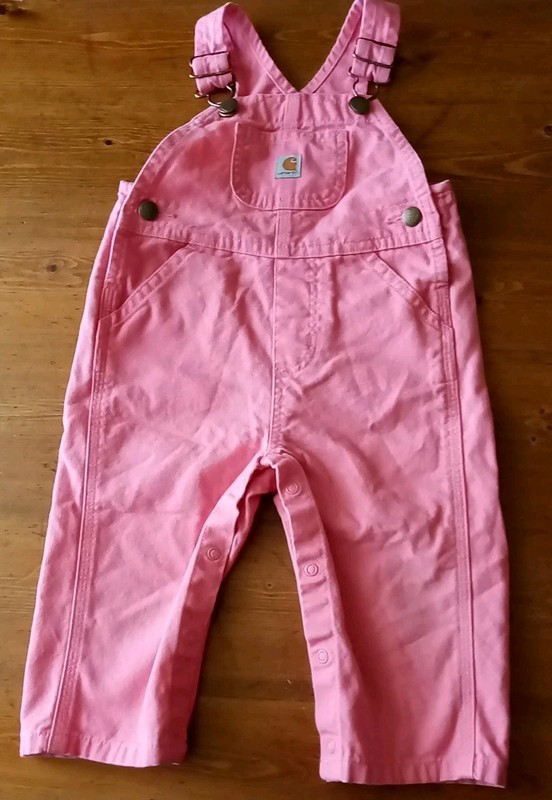 Carhartt Pink Infant Girl 12 Months Overalls Grippers Model OX9712-G 100% Cotton