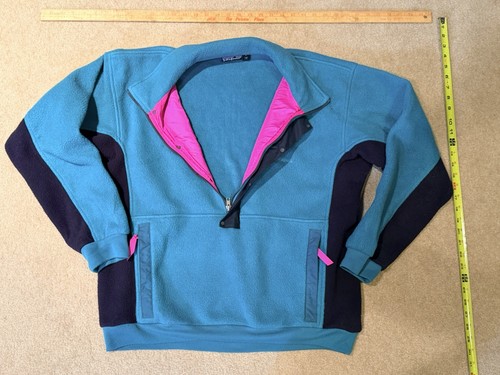 Vintage 90s Patagonia Synchilla Fleece Snap-TPullover Teal/Pink Made in USA SZ L - Image 1