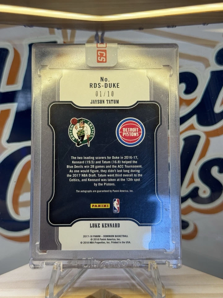 2017-18 Jayson Tatum Dual Rookie Auto Luke Kennard Dominion Encased Bookend 1/10 - Image 3 of 4