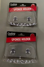 Set of 2 Kitchen Sink Caddy Dish Sponge Holder  w/ Suction Cups - Clear