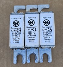 Bussman 170M1368 125amp Fuses Lot of 3 Used