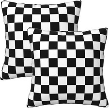 2 Sets Checkered Decorative Throw Pillow Covers, 18x18 Inch for Living Room Couc