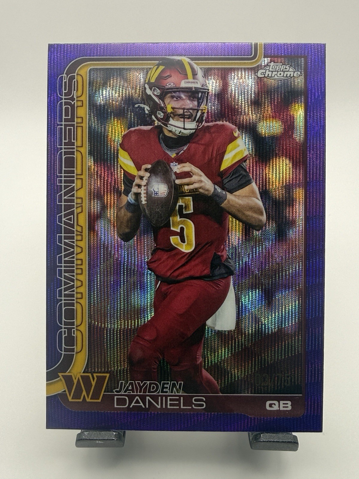 Jayden Daniels Commanders Purple Wave Refractor /75 2025 Topps Chrome Football