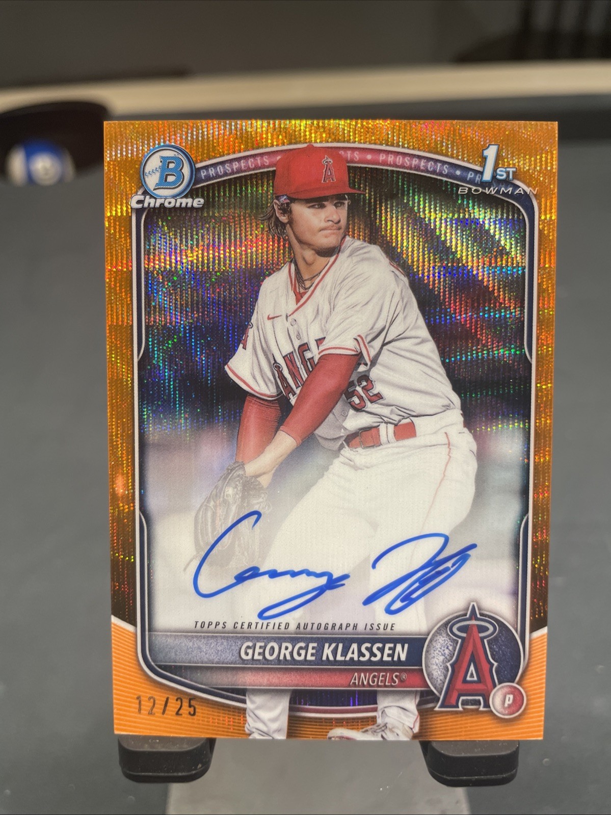 2025 Bowman Chrome Prospect Auto George Klassen CPA-GK Orange Wave Refractor /25