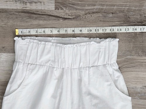 Kourt Flax Linen Crop Summer Pants White Medium Wide Leg Crishelle - Picture 7 of 10