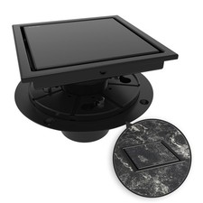 6 Inch Square Shower Drain Black Floor Drain with Flange Reversible 2-in-1 Co...