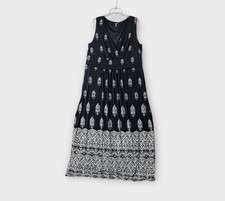 Chaps Black & White Sleeveless Maxi Dress Size 22 22W 2X Paisley Boho Wrap Bust