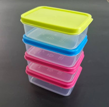 4 Pcs Per Pack Mini Rectangular Storage Container with Blue lid, Green and Pink
