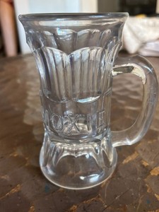Vintage MOXIE Soda Mug 5" Heavy Glass w/ Embossed Lettering & Recessed Base