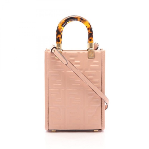 FENDI Sunshine Shopper Mini 2WAY Leather Handbag Calf Leather Used Ladies