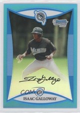 2008 Bowman Draft Prospects Chrome Blue Refractor 13/99 Isaac Galloway 0f8