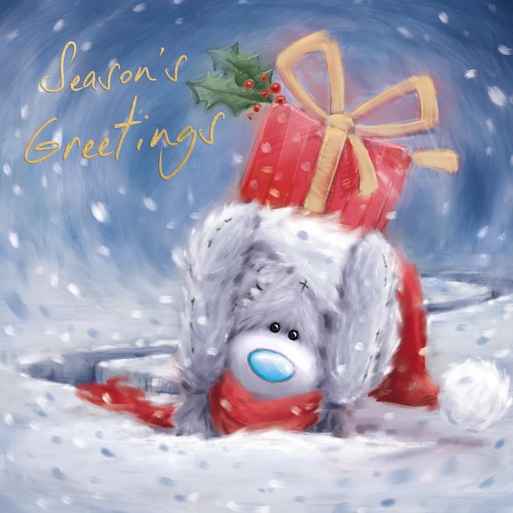 Bear With Gift Softly Drawn Cute Christmas Card - Image 2