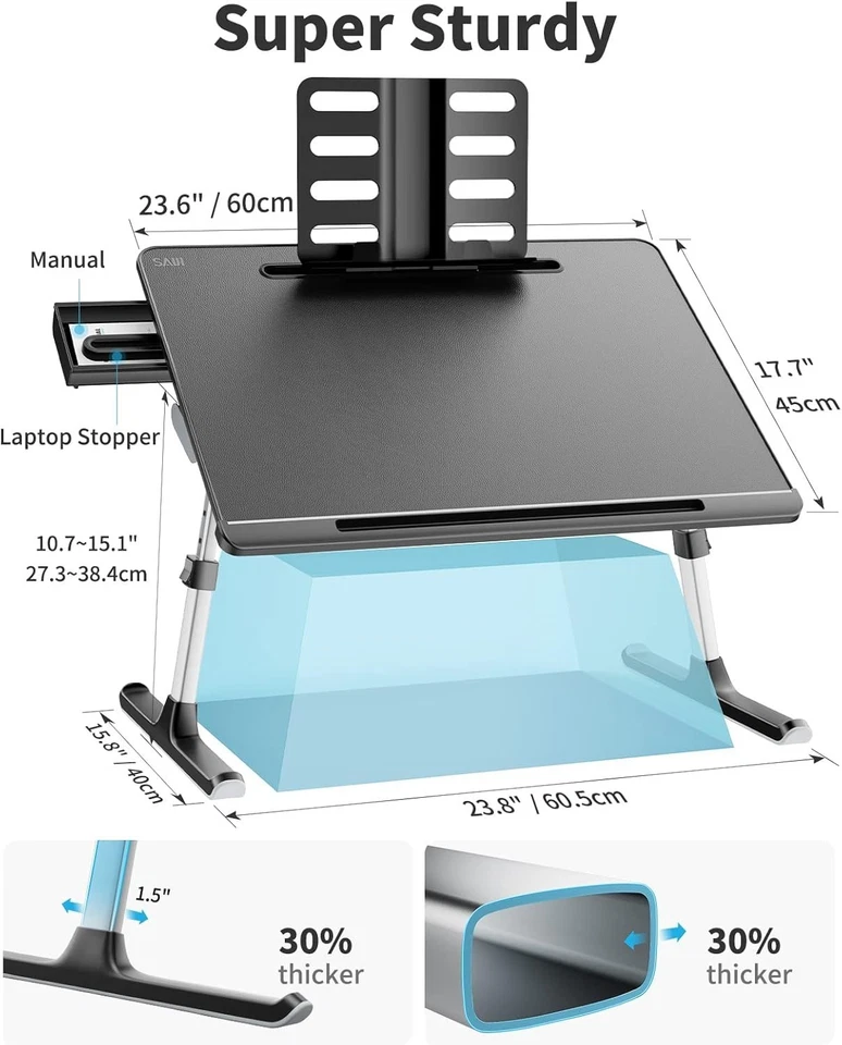 Brand New Adjustable Laptop Bed Tray Desk in Black - Image 4 of 4
