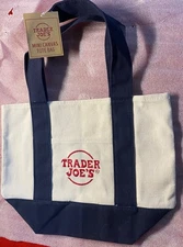 Trader Joe’s Mini  Canvas Tote - Pastel Blue NWT