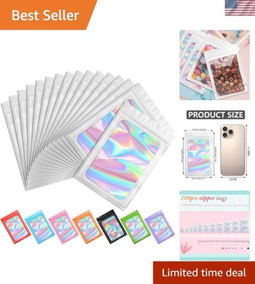Odor Proof 100-Count Mylar Bags with Holographic Design - 3x4.7 Inch Resealable
