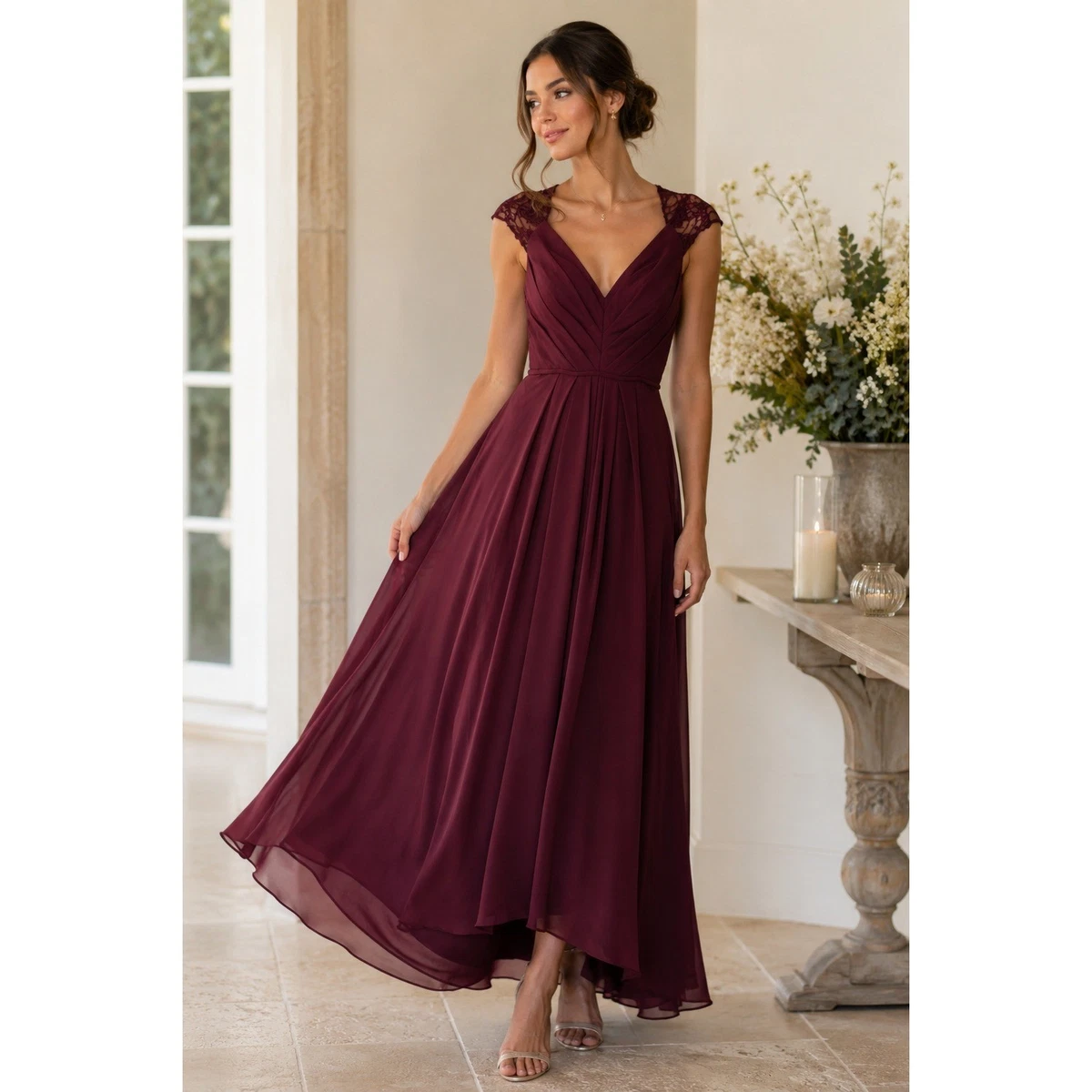 oyster color bridesmaid dress Twist Back Satin Bridesmaid Dress