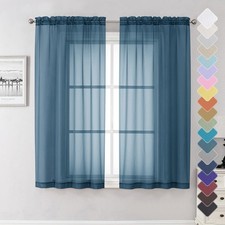 Lecloud Dusty Blue Sheer Curtains 63 Inch Length 2 40 W x 63 L,