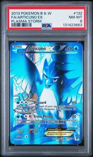 Articuno EX 132 Pokemon Plasma Storm Black & White Full Art PSA 8 Brand New Cert
