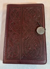 6x9 Brown Oberon Design Genuine Leather Journal Cover Irish Celtic Pewter Button