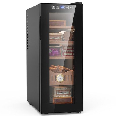 35L 200 Counts Cigar Cooler Electric Humidor Cedar Wood Shelves Cooling System