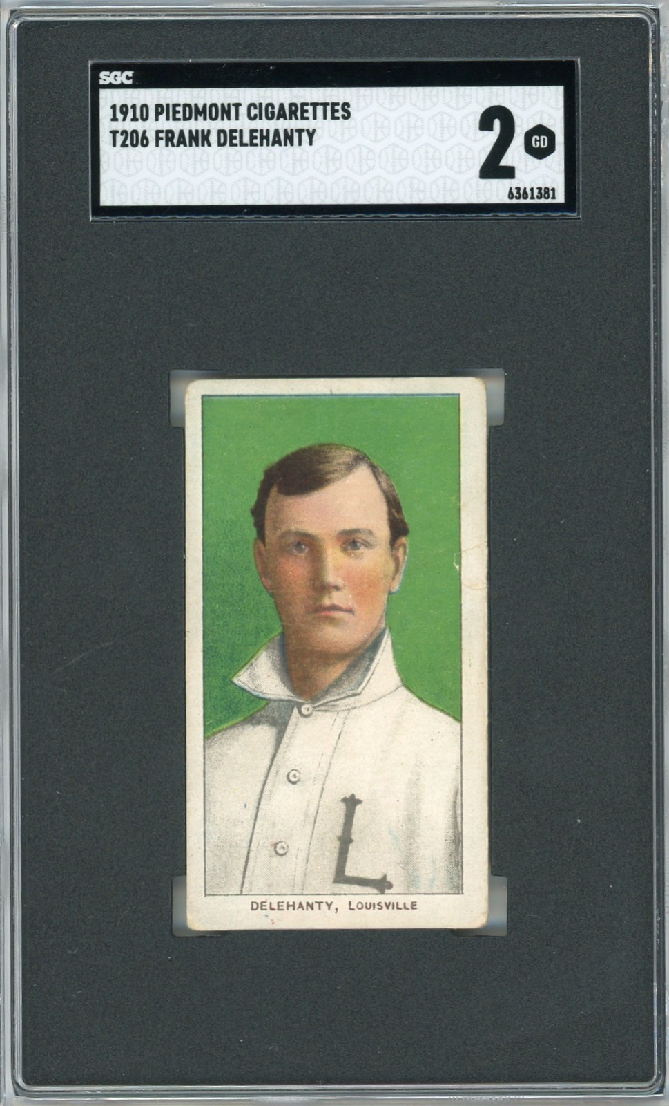 T206 - 1910 - FRANK DELEHANTY - PIEDMONT 350 BACK - SGC 2