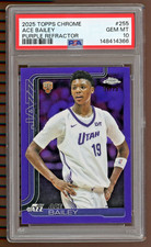 2025-26 Topps Chrome Ace Bailey Rookie /75 True Purple Refractor PSA 10 POP 1