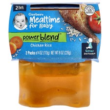 Mealtime for Baby, Power Blend  , 2nd Foods , Chicken Rice, 2 Pack, 4 oz 113 g 