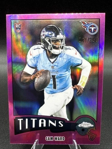 Cam Ward /250 - 2025 Topps Chrome NFL 1975 Throwback RC Pink Refractor Titans