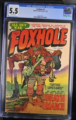 FOXHOLE # 3 MAINLINE PUB 1955 GOLDEN AGE KIRBY STORY COVER AND ART CGC 5.5
