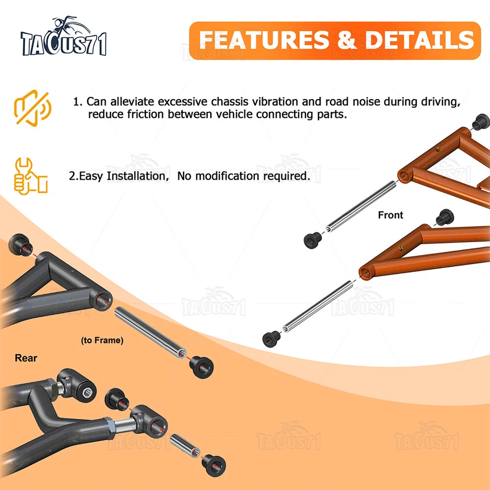 HDPE A Arm Control Bushing Kit Fit Polaris Ranger XP 900 / XP 900 Crew 2013-2019 - Imagem 2 de 4