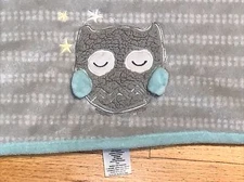 Parent's Choice Sleeping Owl Gray Aqua Stars Baby Blanket/Lovey