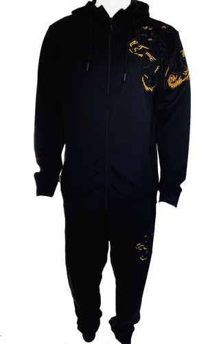 Mens tiger tracksuits, urban street wear tracksuit black, zip hoody & joggers - Picture 2 of 5