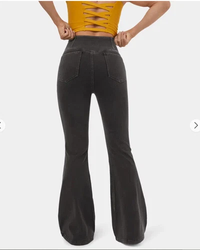 Ladies Stretch Elastic Waist Pockets Flared Pants Jeans Denim Trousers PLUS-SIZE - Picture 8 of 28