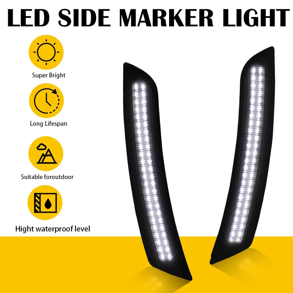 4x Luz de señalización lateral de humo LED BLANCA para Chevrolet Camaro LS LT SS ZL1 2016-2021 Foto 4 de 4