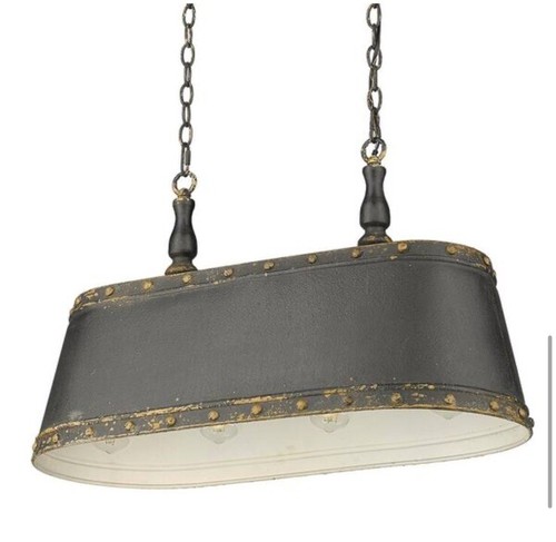 Golden Lighting Hemlock 4-Light Antique Black Iron Linear Pendant - Picture 5 of 7