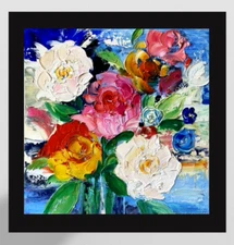 10" ORIGINAL Oil Painting Floral ORIGINAL Art Flower Vase Painting Impasto Peony