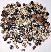 Buffalo Bone Beads, 199 Plus Pcs, Black, Brown, White, 4mm - 12mm, Reduced Ship